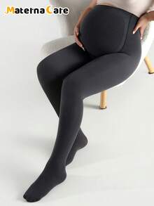 Maternity Tights 1 Pair Gray Flannel Sheer Base Pantyhose - Soft And Comfortable For Tummy Support, Suitable For Home, Commuting And Daily Wear. - Grey - View 4