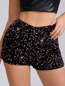 Women's Fashion Sequin Shorts For Halloween, Christmas And Party Occasions - Purple - View 6