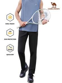 CAMEL CROWN Men's Summer Quick-Dry Sports Pants, Breathable Elastic Straight Leg Joggers, Suitable For Running And Casual Wear - Phantom Black - View 1
