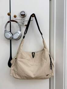 Navy Blue Nylon Large Capacity Tote Bag With Adjustable Shoulder Strap, Multiple Pockets, Lightweight, Commuter Casual One Shoulder Crossbody Large Bag - Multicolor - View 6