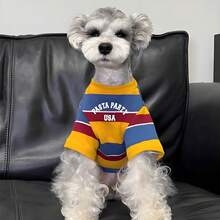 1PC Pet Cat Dog T-Shirt Fashion Casual Striped Hoodie Suitable For Small And Medium Sized Pet Cat/Dog Clothes - Yellow - View 6