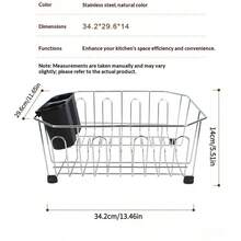 Stainless Steel Single-Tier Dish Drying Rack, Kitchen Dish Storage Rack With 8 Cup Holders, Non-Slip Feet, Dual Use For Countertop And Sink, Fits 12*14 Inch Sink, Space-Saving Dish Drying Rack, Suitable For Halloween, Christmas And Party Tableware Storage - View 14