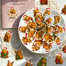 50Pcs Christmas Holiday Capybara Stickers, Cute Xmas Capybara Character Decals, Waterproof Decor Stickers For Crafts, Journaling, Phone Case - Multicolor - View 7