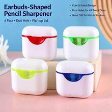 4/1 cái gọt bút chì hình tai nghe mới lỗ kép, gọt bút chì hình tai nghe Bluetooth, gọt bút chì nắp gập, gọt bút chì dễ thương, màu ngẫu nhiên - Gọt bút chì - Xem 1