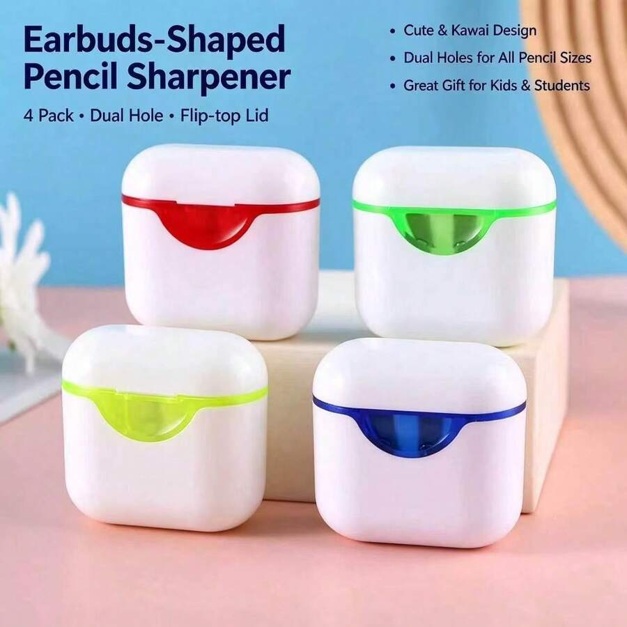 4/1 cái gọt bút chì hình tai nghe mới lỗ kép, gọt bút chì hình tai nghe Bluetooth, gọt bút chì nắp gập, gọt bút chì dễ thương, màu ngẫu nhiên - Gọt bút chì - Xem 1