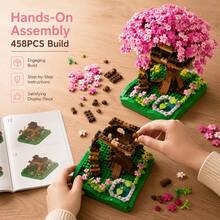Balok Bangunan Bonsai Bunga Matahari, Seri Tanaman Model Bunga, Tanaman Pot Buatan yang Dapat Diatur, Hadiah Sempurna untuk Pecinta Bunga, Hari Valentine, Natal, Ulang Tahun - A - View 7