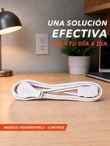 black & decker BLACK+DECKER Extensión Eléctrica 2m, 3 Contactos, 16 AWG, Blanca, Interior - 2 M - Ver 4