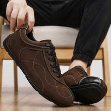 Men's All-Season Suede Low-Top Sneakers With Built-In Height-Increasing Insoles - Brown - View 5