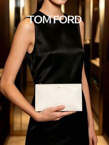 TOM FORD Off‑White Side Zipper Pouch, Cosmetic Clutch Bag, Travel Storage Pouch - White - View 6