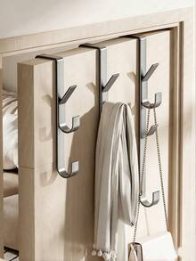 No-Drill Carbon Steel Door Hook, Multi-Function Towel Rack, Storage Hook Rack, Key Hook, Bathroom Door Hook, Towel Rack, Suitable For Storage Room, Bedroom, Home Decor, Kitchen Essentials, Desktop, Bathroom Accessories - Multicolor - View 6