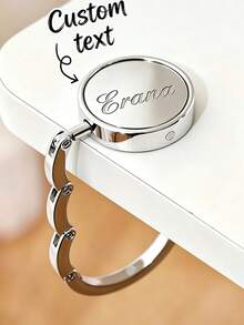 Personalized Engraved Wallet & Handbag Hook, Customizable Name/Initial/Table Number, Foldable, Suitable For Women's Bag Storage, Desktop Hook - Multicolor - View 3