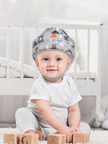 1 pieza Gorro de protección anticaída para bebé, casco de para caminar para niños pequeños, protector de cabeza antichoque para bebés de 8-36 meses, tamaño ajustable, malla transpirable, casco almohada de protección para caminar para bebé - Gris - Ver 11