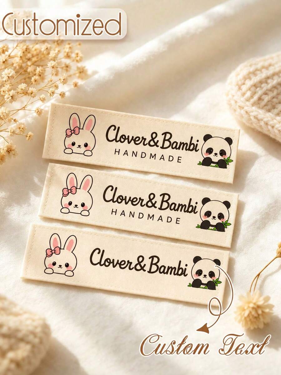 Handmade Customized Fabric Clothing Labels, Personalized Sew-On Sewing Labels, Custom Text Fabric Gift Labels, DIY Handmade Clothing, Bedding Or Knitwear Craft Accessories - Multicolor - View 1