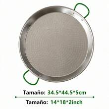 Traditional Polished Steel Paella Pan 34.5x44.5x5cm Paella Pan With Green Handles Ideal For Gas Cooker And Direct Fire Cooking Tray For Rice And Traditional Stews - View 9