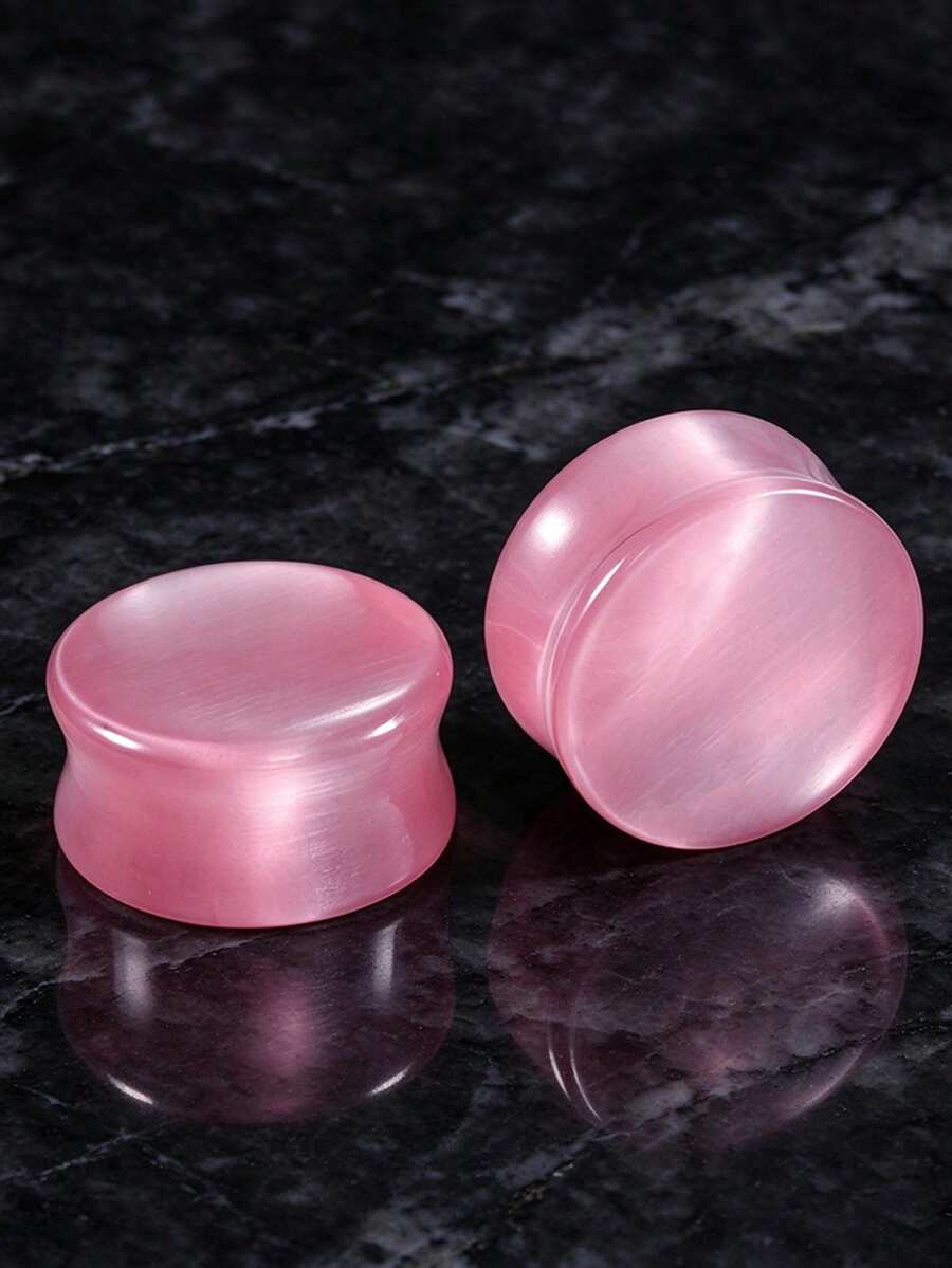 1PC Pink Solid Cat's Eyes Stone Ear Plugs 6-30mm Ear Waist Punk Ear ...