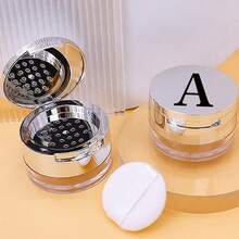 Makeup Organizer Portable Empty Loose Powder Container Refillable Cosmetic Sifter Box With Built In Mirror Travel Compact Makeup Case Ideal Gift For Girls Initial Name Balck 26 Letters Pattern - Silver - View 15