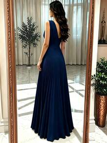 Women Cocktail Dresses - Navy Blue - View 2