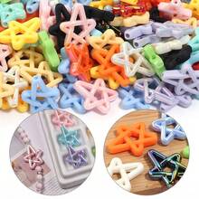 10pcs/Pack Acrylic Hollow Five-Pointed Star Vertical Hole Flat Beads 18*22mm Mixed Color Asymmetrical Star Pendants For Handmade DIY Phone Chain Keychain Bag Charm Colorful Beads - Random Color Mixing - View 5