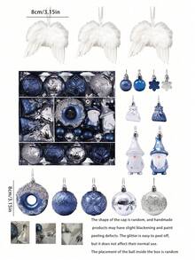 44pcs Blue & Silver Christmas Ball Ornament Set With String, Shatterproof Christmas Tree Hanging Decorations, Christmas Party Decor, Suitable For Holidays, Weddings, Christmas Tree Decoration And Parties, Christmas Gift, 5/4/3cm (1.9/1.5/1.1in) - Blue Silver - View 11