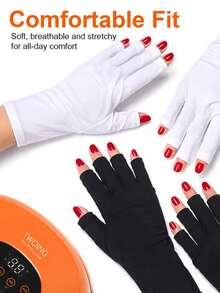 Reusable Fingerless Gloves For Gel Nails And LED Nail Lamps/Dryers, Suitable For Salon And Home Use, One Size, Nail Care Accessories For Gel Nail Polish And Nail Art - Black - View 4