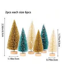 1組迷你雪霜人造松樹組，啞光塑膠雪松模型樹，DIY微縮景觀場景配件，聖誕桌面微縮場景裝飾擺件 - 套裝 - 查看 5