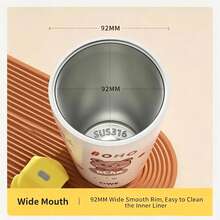 QWE Stainless Steel Straw Insulated Cup 650ML PP Lid Straw Cartoon 3D Character Highly Attractive Office Coffee Travel Mug - Baby Pink - View 5