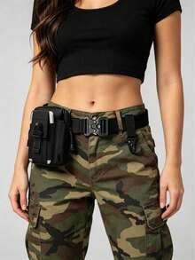 1 Set Outdoor Sports 2-In-1 Tactical Belt - Nylon Material, Adjustable Buckle, Suitable For Survival, Tactical Use, Tactical Equipment - Multicolor - View 3