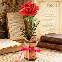 DIY Wooden Rose 3D Puzzle Model, Handmade Floral Craft Kit, Decorative Rose Ornament, Creative Handmade Home Decor Gift - Multicolor - View 2