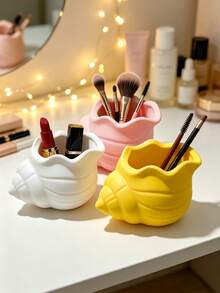 Creative Seashell Shaped Makeup Brush Holder, Smooth Shell Texture One-Piece Molded, Rounded Opening For Easy Access, Stores Eyebrow Pencils And Lipsticks, Combines Storage Function And Decorative Beauty - Multicolor - View 9