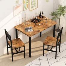 Desayunador, Desayunador 2 Personas, Comedor Pequeño, Comedores Pequeños, Juego Mesa Comedor Sillas, Juego de Mesa de Comedor para 2 Personas, Juego de Mesa de Cocina de 3 Piezas, Mesa de Desayuno con 2 Sillas de Madera, para Espacios Reducidos y Departamentos - Marrón - Ver 3
