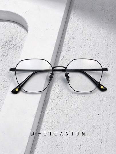 Ultra Light Pure Titanium Fashion Glasses Frame For Men And Women Classic Vintage Titanium Alloy Polygon Frame Computer Blue Light Blocking Eyeglasses