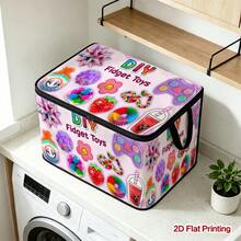 1PC DIY Stress Relief Toy Pattern Under-Bed Storage With Zipper Flip Cover Foldable Storage Box - Suitable For Book Organization, Under-Bed Storage, Car Trunk Storage, Cosmetics, Hair Styling Tools, Toy Storage, Student Back To School Storage, Office, Home Organization, Clothing, Blankets, Large Capacity Storage For Small Household Items - A - View 5