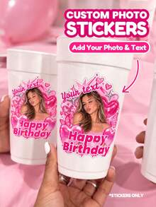 1/28/48pcs Customizable Portrait Stickers, Personalized Photo And Text Labels, Unique Character Stickers, Suitable For Gift Packaging, Gift Sealing, Scrapbook Decoration, Card Embellishment, Diary Decoration And Party Favors, Customizable For Couples, Family, Friends And More, Applicable For Birthday, Wedding, Anniversary, Graduation, Holiday, Party And Gathering, Adding Exclusive Sense And Commemorative Meaning To Gifts - Multicolor 1 - View 1