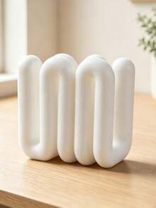 1pc Wavy Pattern Laptop Stand Sculpture Desktop Storage Rack Modern Minimalist Desktop Decor - Multicolor - View 3