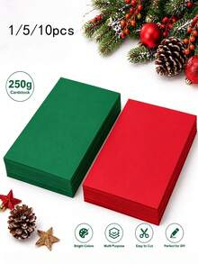 1/5/10 Sheets Blank Colored Cardstock, Christmas Red/Green Cardstock, Blank Greeting Card Base Paper, Craft Paper For Making Thank You Cards, Handmade Cardstock, Thick Paper For Trading Cards, Handmade Invitation Paper - Multicolor - View 1