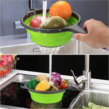 3-Piece Set Of Foldable Silicone Filter Liners, Foldable Food Strainers – Green, In Lengths Of 25 Cm, 30 Cm And 35 Cm - Green - View 3