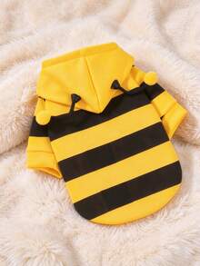1 buah Baju Hoodie Hewan Peliharaan Motif Lebah, Garis-garis Kuning & Hitam, Kostum Anjing Hangat Musim Gugur/Dingin, Cocok Untuk Anjing dan Kucing Kecil Hingga Sedang - Kuning - View 6