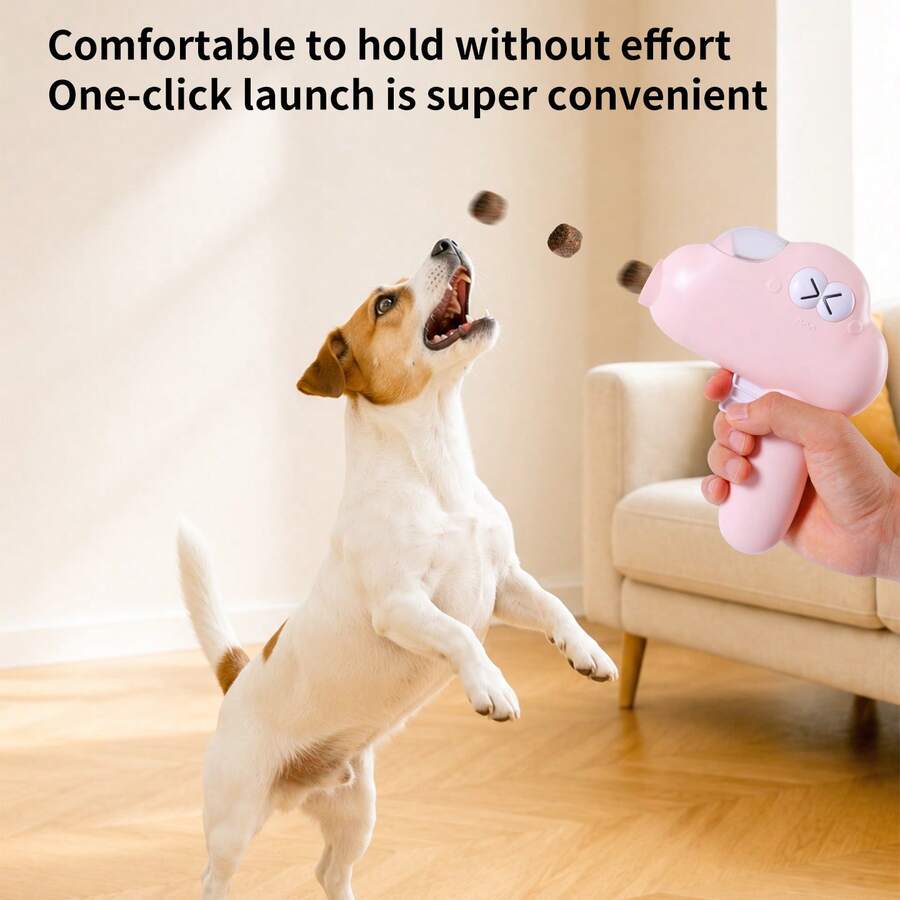 Pet Toy Treat Launcher For Cats And Dogs, Interactive Training Boredom Relief Device, Puzzle Food Dispensing Treat Launcher Gun - Yellow - View 1