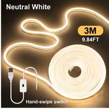Neon Gesture Sensing Light Strip, USB Powered 1PC Dimmable, LED Flexible Neon Light Strip Set, 2-Level Lighting With Smart Light Bar High Brightness No Spots Stable Performance, With Shaping Function, Warm/White/Neutral 3 Colors Optional, 1m/2m/3 Meters/4m/5m 5 Sizes Optional, Creative DIY Design Atmosphere Decoration Light Soft Warm Color, Flexible And Cuttable, With Adhesive Backing For Easy Installation - Multicolor - View 15
