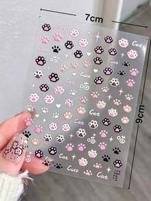 1Set, Nail Art Sticker, Cat Paw Pattern, Ins Sweet Style, For Nail Surface Decoration - Cat Paw Stickers - View 7