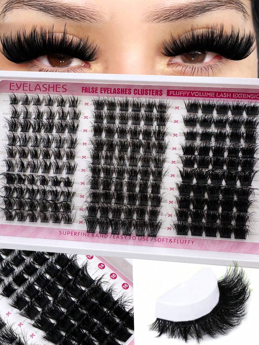 30 Row 3D Fluffy False Eyelash170 Pcs10-18mm Mixed Length Independent Eyelash Natural Soft Eyelash Extension Makeup Suitable For Any Style Reusable