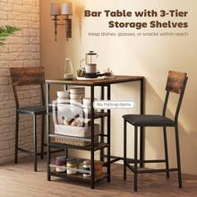 Three-Piece Compact Bar Table Set - Brown/Black - 1 - View 3