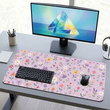 Purple Floral Extra Long Mouse Pad, Gaming Office Home Art Design, Gift For Friends And Family, Rubber Base, PC Laptop Study Desk Mat, Multiple Sizes, Computer Keyboard Pad, Non-Slip Durable Smooth Surface - A - View 11