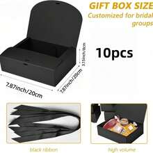 10pcs - Black Gift Boxes With Lids, Large, Medium, Small Sizes, Groomsman Proposal Boxes, Luxury Black Gift Boxes With Ribbons For Wedding Boxes, Birthday Boxes, Party Boxes, Christmas Boxes, Bridesmaid Boxes, Back To School Gift Boxes, Graduation Gifts, Valentine's Day Gift Boxes - Multiple Styles - View 16