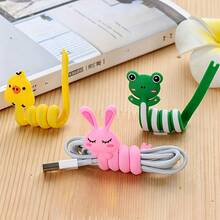 Cute Assorted Animal-Shaped Cable Organizers,Flexible Silicone Cord Winder,Premium Multi-Functional Cable Holder For Data Cables,Headphones & Computer Wires,Portable Travel Cord Keeper,Adorable Desktop Wire Storage,Neat Cable Fastener For Home&Office - A - View 2
