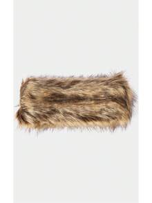 Noxbound 1pc Fashionable Brown Plush Winter Hat - Brown Black Tip Color - View 3
