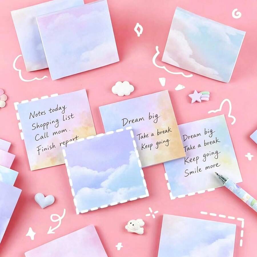 1 Set 50 Sheets/3 Sets 150 Sheets Creative Colorful Starry Sky Sticky Notes, Convenient To Use, High Quality And Affordable, Vibrant Colors, Suitable For Home, Office And Notebooks - one-size - View 1