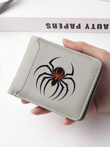 High Quality Black PU Leather Spider Print Wallet, With Spacious Capacity, Coin Pouch And Multiple Card Slots, Fashion Business Style, Perfect Gift Choice - one-size - View 5