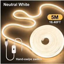 Neon Gesture Sensing Light Strip, USB Powered 1PC Dimmable, LED Flexible Neon Light Strip Set, 2-Level Lighting With Smart Light Bar High Brightness No Spots Stable Performance, With Shaping Function, Warm/White/Neutral 3 Colors Optional, 1m/2m/3 Meters/4m/5m 5 Sizes Optional, Creative DIY Design Atmosphere Decoration Light Soft Warm Color, Flexible And Cuttable, With Adhesive Backing For Easy Installation - Multicolor - View 13