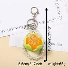 1pc Resin Apple Orange Keychain With Faux Pearl, Y2K Aesthetic Fruit Bag Charm For Purse Car Keys, Gift For Teens - Multicolor - View 11